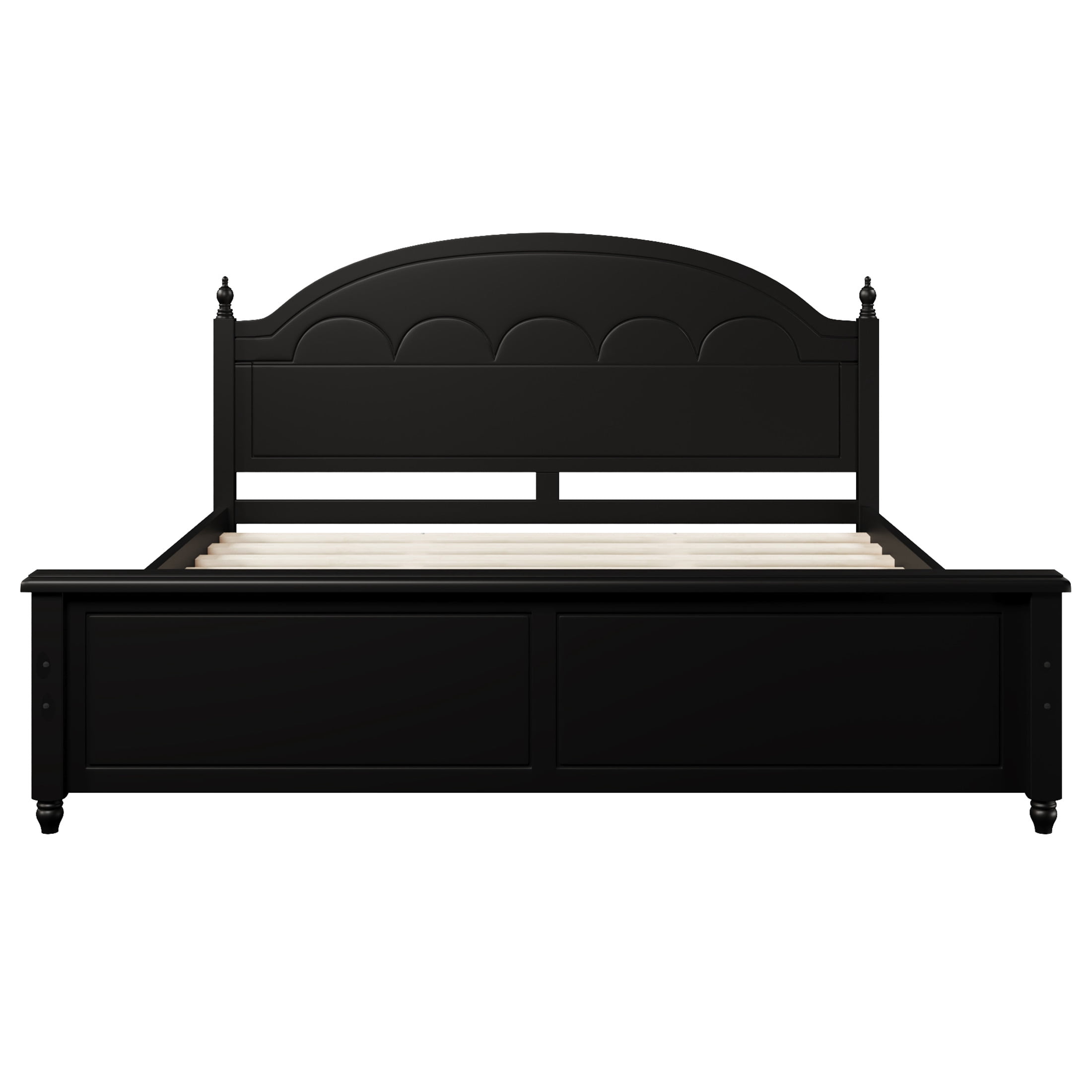 Noble House Alver Queen Size Wooden Bed Frame with Classic Arched Headboard, Modern Timeless Design, Black