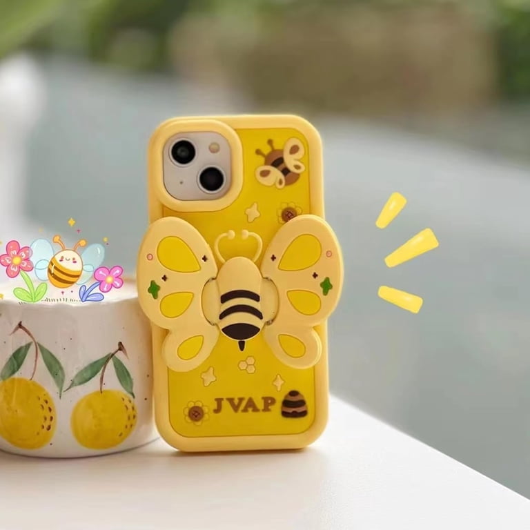 Yellow Bee Phone Case Compatible with iPhone 14 Pro, Cute 3D Korea Dopamine Cartoon Bee Case with Bee Wings Folding Stand Shockproof Silicone Soft ... Yellow Bee Phone Case Compatible with iPhone 14 Pro, Cute 3D Korea Dopamine Cartoon Bee Case with Bee Wings Folding Stand Shockproof Silicone Soft ...