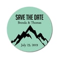 thumbnail image 1 of Darling Souvenir Round 45 Pcs Snowy Mountain Save The Date Stickers Personalized Bride Groom Names And Date Envelope Seals - Mint, 1 of 4
