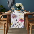 thumbnail image 2 of Purple Spring Floral Table Runner - 120 Inch Long, Kitchen Dining Table Runner Dresser Scarves, Pink Flowers Farmhouse Watercolor Farmhouse Decor for Coffee Tables Wedding Party Banquet, 2 of 8