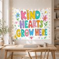 thumbnail image 5 of Kind Hearts Grow Here Among Colorful Flowers, Cheerful Illustration for Teachers, Kids Quote Decor, Back to School Gift, Tapestry Wall Hanging for Classroom and Playroom, 5 of 7
