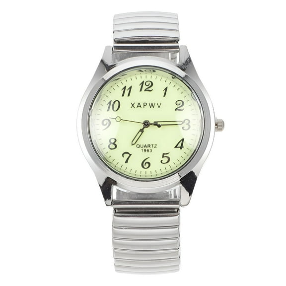 DESIGNICE Easy Read Stretch Band Luminous Dial Watch for Men - Silver