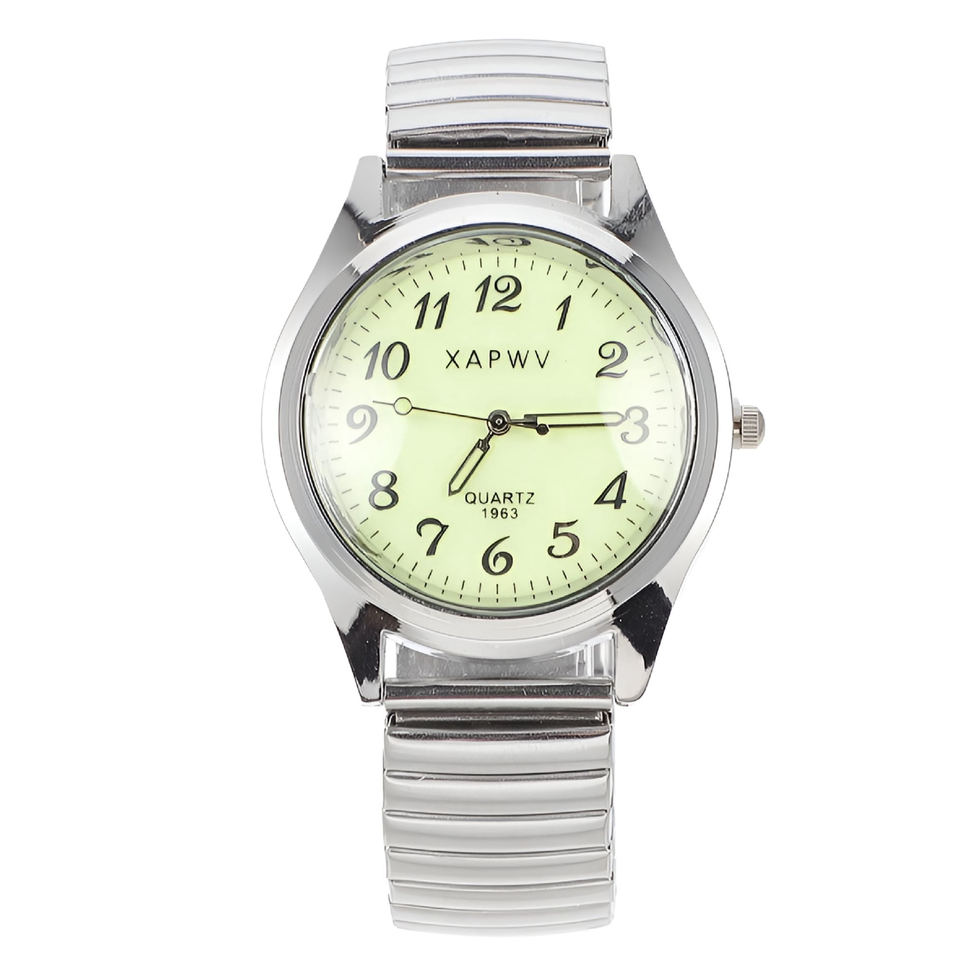 DESIGNICE 2026 New Easy Read Stretch Band Luminous Dial Watch for Men for Daily,Office,Casual,Travel - Silver