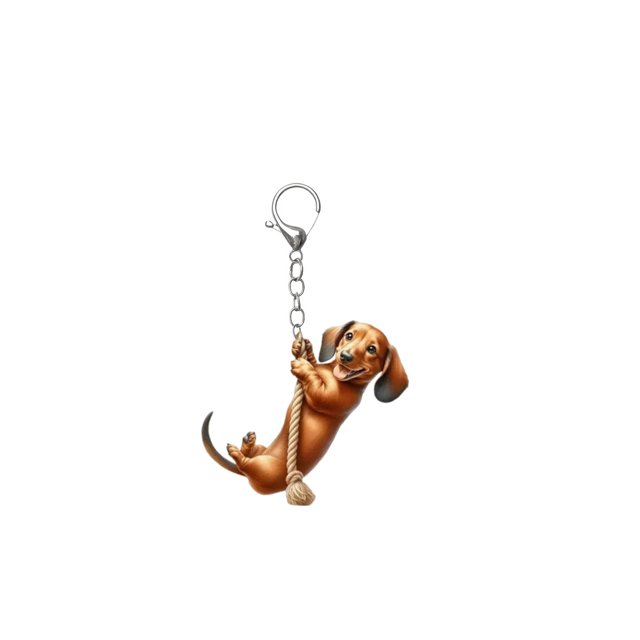 Llavero acrílico con diseño de perro salchicha de 10 cm, bonito amante de los perros