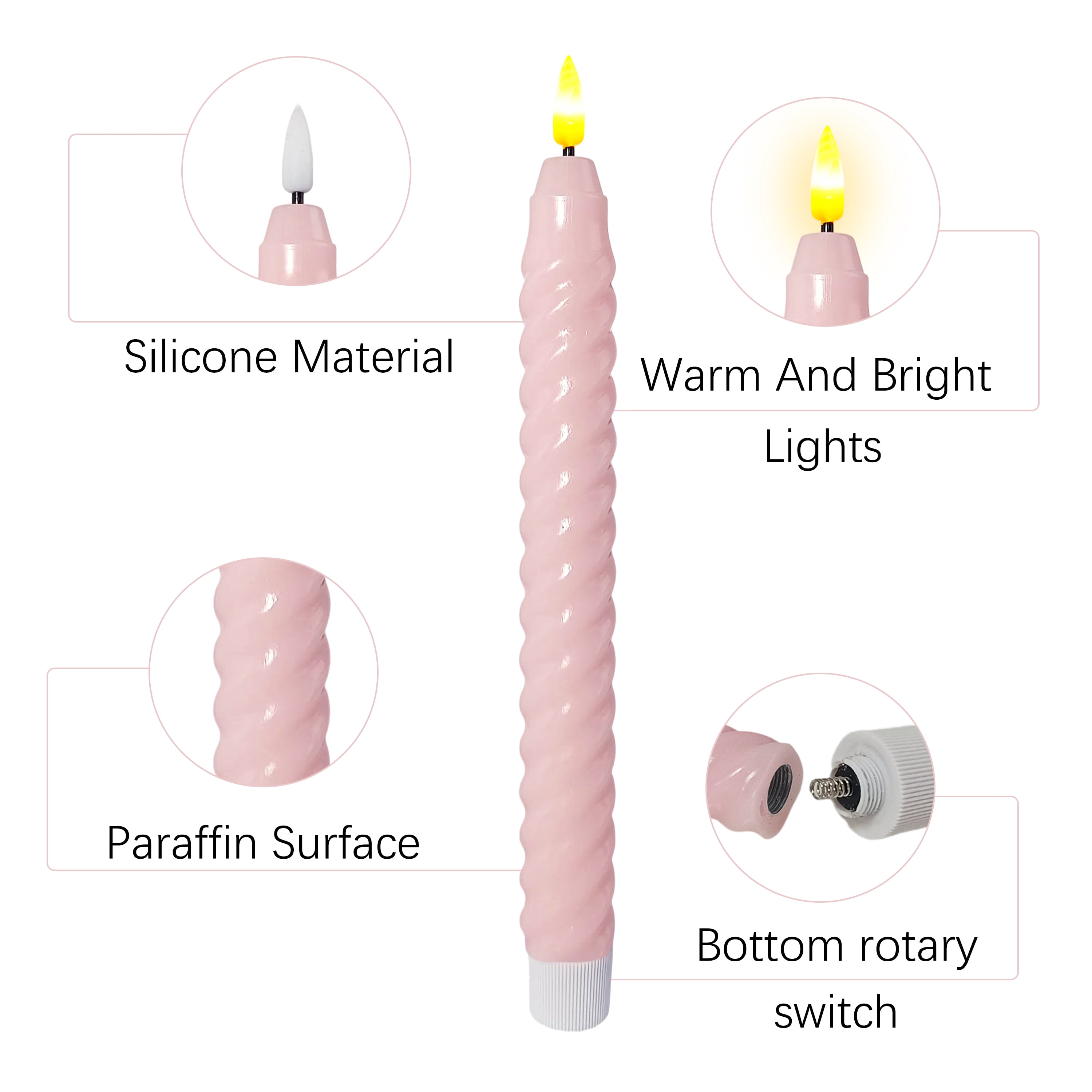 XINAOBAOLUO LED Taper Candle Candlestciks, 6pcs Battery Powered Remote LED Candles Sticks Flameless Candles with Clip Suitable for Hotels Bars Home Churches Christmas Day