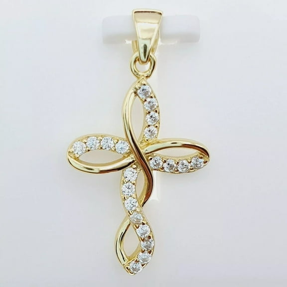 1Ct Round Cut Lab Created Diamond Cross Pendant Necklace 14k Yellow Gold Plated