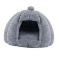 thumbnail image 2 of Nido semicerrado para gatos y perros, cama de peluche con fondo antideslizante, suministros para mascotas Gris, 2 of 9