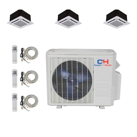 Cooper & Hunter Mini Split AC Heat Pump Ductless 3 Zone 9000 9000 12000 BTU 23.8 Seer