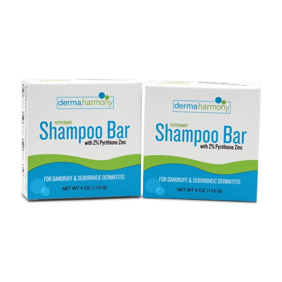 DermaHarmony  2% Pyrithione Zinc Dandruff & Seborrheic Dermatitis Shampoo Bar - Peppermint  (2 Bars)
