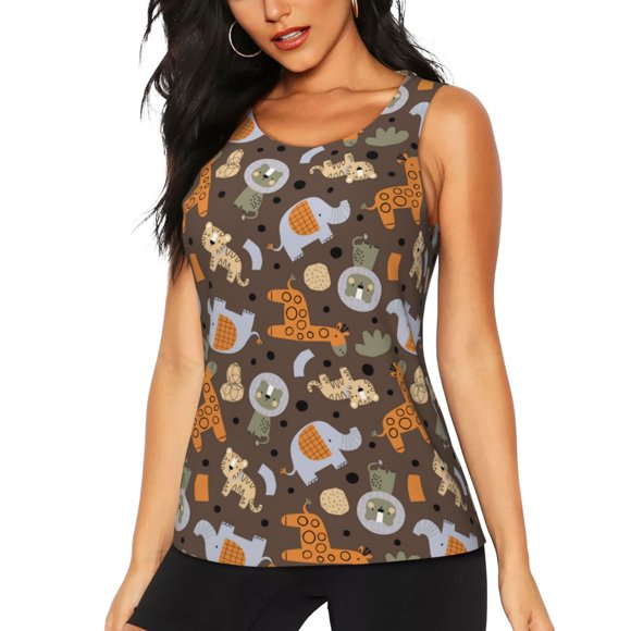 Vsdgher Cute Lion Tiger Print Tank Top Sports Vest Bra for Women Sports ,Quick Dry Sports Workout Running Top Vest-Large