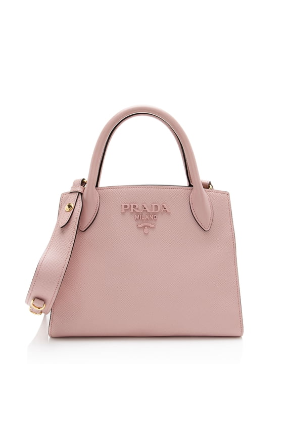 Pre-Owned Prada Saffiano Cuir Leather Monochrome Small Tote