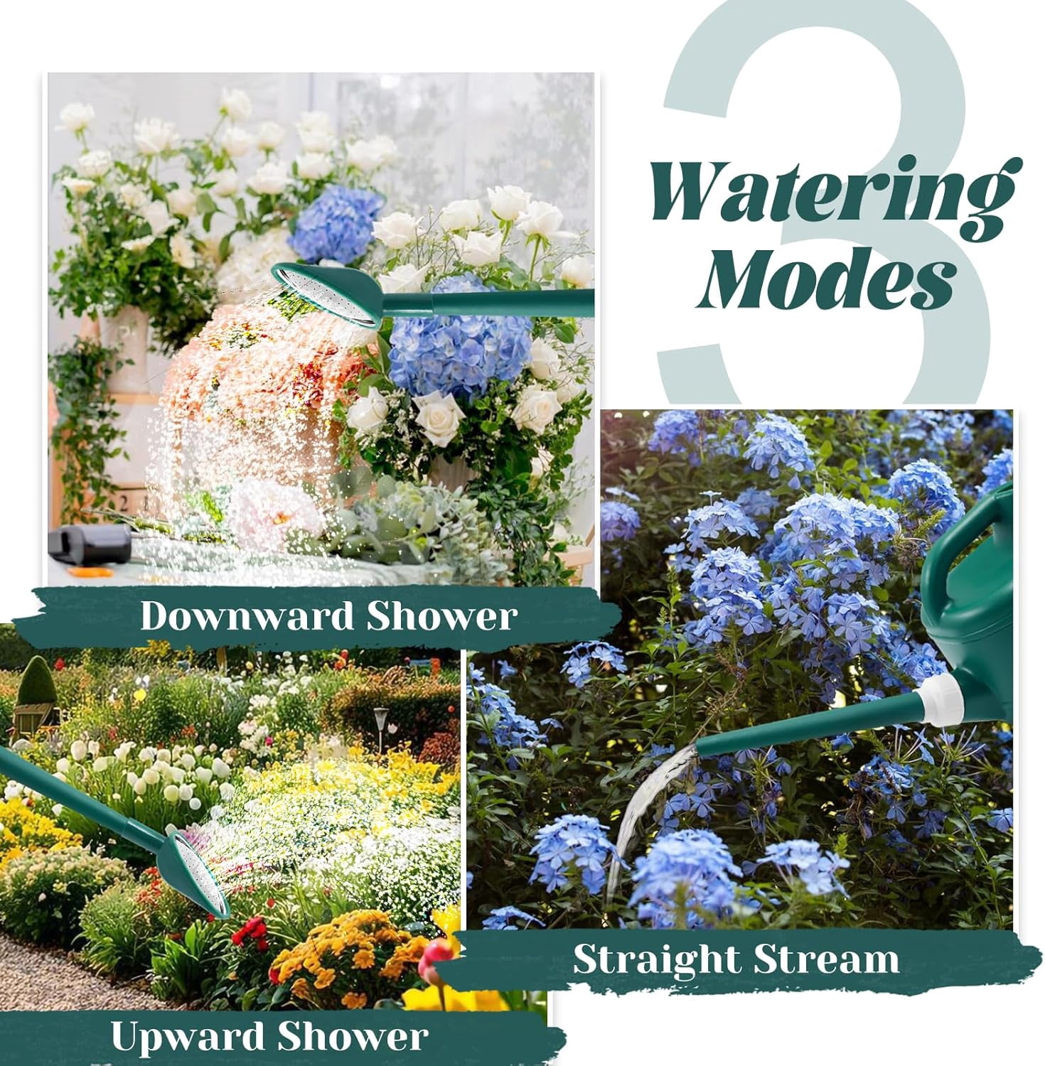 1 Gallon Watering Can, Garden Watering Can Outdoor, Plant Water Can with Removable Long Spout and Stainless Steel Sprinkler Head, Plastic Indoor Watering Cans for Gardening Flower Plants