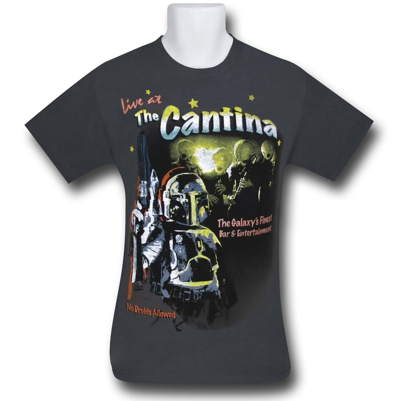 Star Wars Live at the Cantina w/Boba Fett Charcoal Men's T-Shirt New 