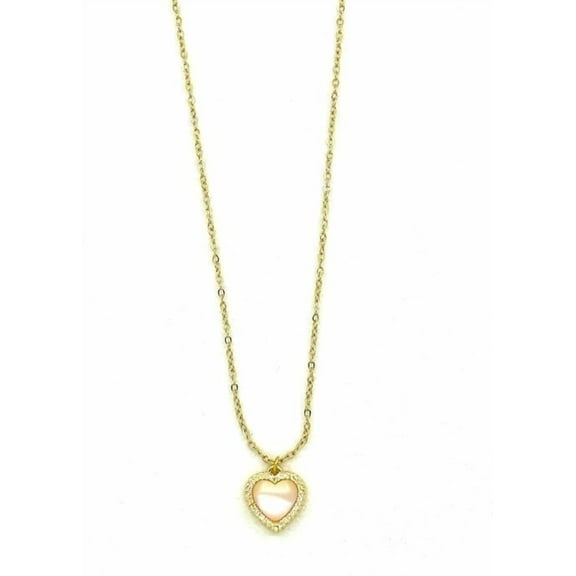 Dainty Heart Pendant Necklace with Pink Opal Center, Gold Plated Women’s Jewelry – Malibu Sunday