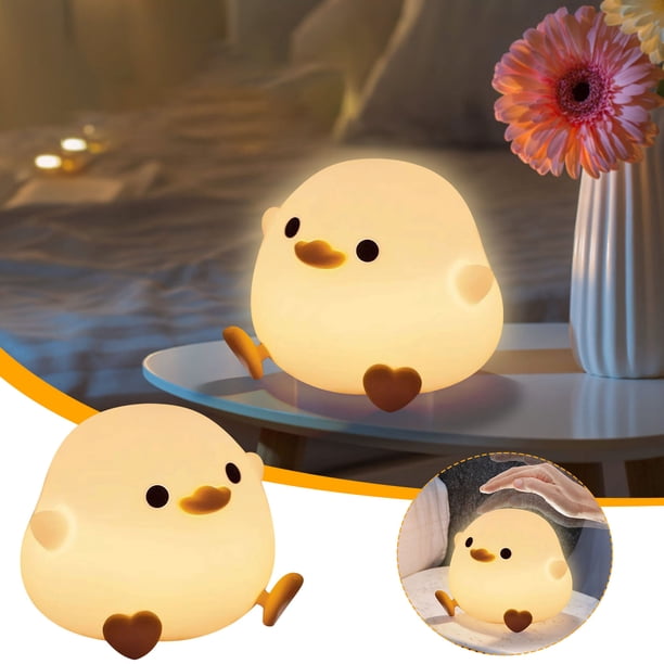 Lámpara Pequeña Luz nocturna LED de silicona regulable con forma de pato para niños (amarillo, 1 unidad) JASKFLY