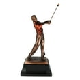 thumbnail image 3 of Pro Golfer Swinging Golf Club Bronze Electroplated Statue With Trophy Base 12" H, 3 of 5