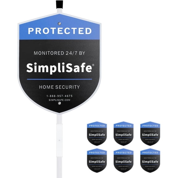 1 Yard Sign with 6 Window Stickers compatible with SimpliSafe Home Security System,28"" Aluminum Stake (STAKE INCLUDED) (1)