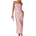 thumbnail image 1 of Vestido Vestido palabra de honor sin espalda con aberturas de satén Ygjytge para Mujer Rosa T S, 1 of 8