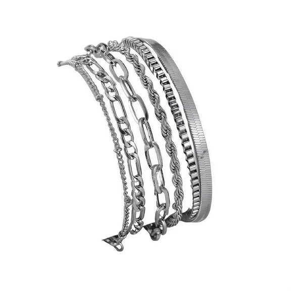 DESIGNICE Silver Bracelets for Women,925 Sterling Silver Bracelet Stack Non Tarnish Trendy Herringbone Paperclip Bracelets for Women Dainty Waterproof Silver Chain Bracelet Sets Jewelry Gift