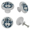 thumbnail image 4 of Wolf Fluorescent Drawer Pulls with Screws - Round 4-Pack Glow-in-the-Dark Knobs for Cabinets, Wardrobes, and Dressers - Furniture Decor with Cupboard Handles, 4 of 6