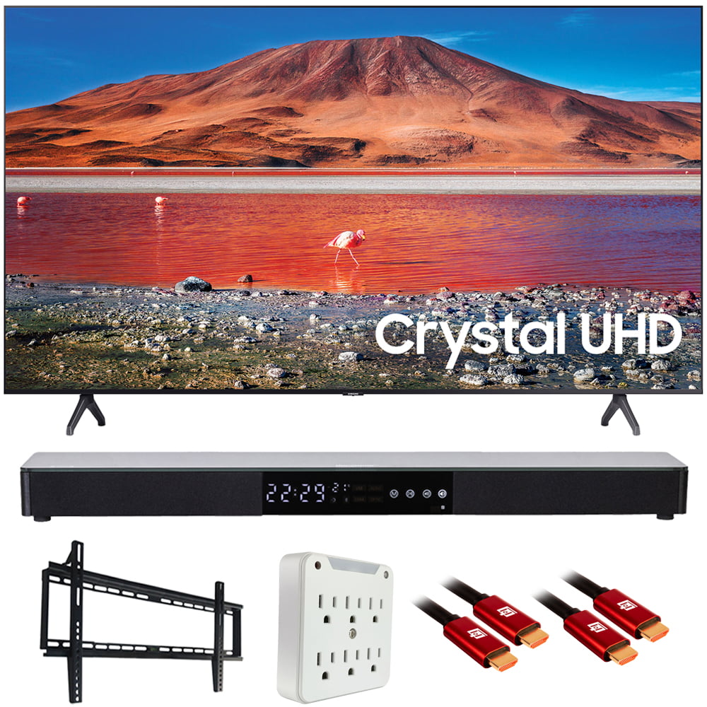 Samsung UN55TU7000 55" TU7000 4K Ultra HD Smart LED TV (2020 Model) with Deco Gear Home Theater Soundbar, Wall Mount Accessory Kit and HDMI Cable Bundle (55 Inch TV 55TU7000 UN55TU7000FXZA)