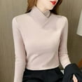 thumbnail image 2 of Camisa térmica de cuello alto medio cepillada de doble cara para mujer, camiseta ajustada gruesa que combina con todo, camiseta de fondo para mujer, 2 of 6