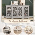 thumbnail image 6 of Retro Sideboard Glass Door with Curved Line Design Ample Storage Cabinet with Black Handle and Three Adjustable Shelves for Dining Room and Kitchen (Antique White), 6 of 9