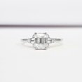 thumbnail image 2 of HeartsAndYou Solitaire Baguette Accent Engagement Ring for Women 1ct Emerald Moissanite 18k White Gold Over Silver, 2 of 8
