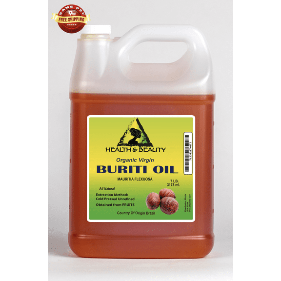 Buriti Exotic Fruit Oil Unrefined Organic Virgin Carrier Cold Pressed 100% Pure 7 Lb
