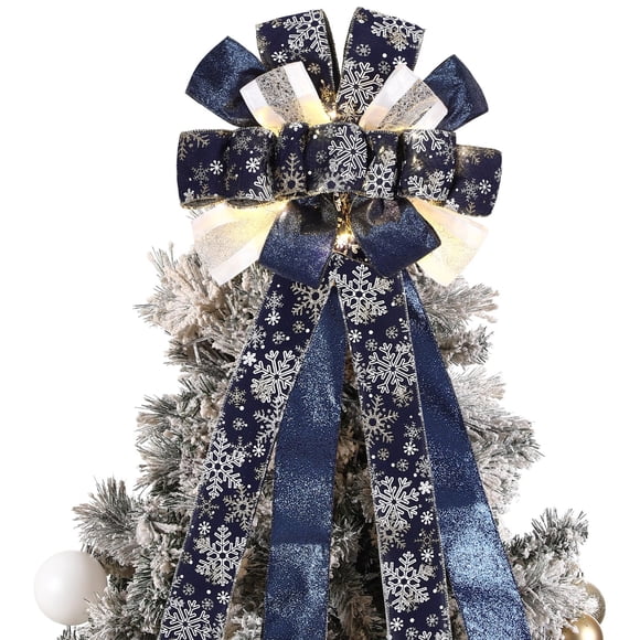 Decoración para árbol de Navidad Zeyune, 30 x 113 cm, con luces LED, color azul