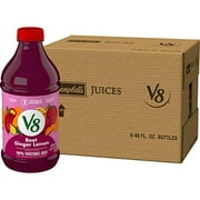 V8 Juice, Beet Ginger Lemon Juice, 100% Vegetable Juice, Healthy Plant-Based Drink, 46 Ounce Bottle (Pack of 6)