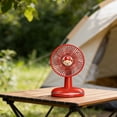 thumbnail image 2 of Partheme Cartoon Desktop Fan, a USB Rechargeable Desk Breeze and 3 Speed Personal Air Circulator. A Mother’s Day Home Office Cooling Gift and a 4th of July Bedroom Heat Relief Companion, Red, 2 of 6