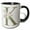 Black/White, variant on 3drose, Green Monogram Initial K Pretty Floral and Bird, 11oz Two-tone Yellow Mug