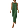 thumbnail image 2 of Ayolanni Sleeveless Dresses for Women Crew Neck Cotton Linen Green A-Line Maxi Dress Solid Work Going Out Flowy Sundress L, 2 of 9