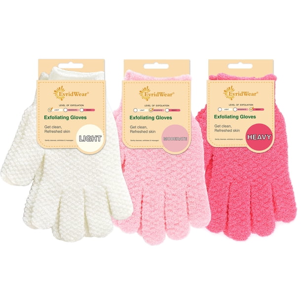Guantes exfoliantes Evridwear 100% nailon para ducha, 3 pares