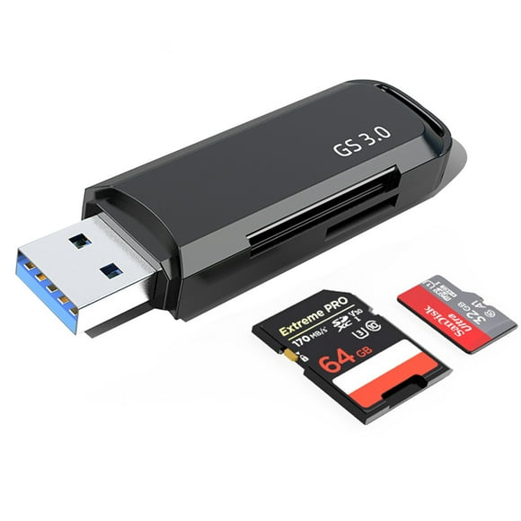 Lecteur de Carte USB 3.0, Lecteur SD / Micro SD, Lecteur de Carte Portable pour SD, SDHC, SDXC, MicroSD, MicroSDHC, MicroSDXC Noir