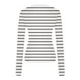thumbnail image 5 of Taqqpue Women's Long Sleeve Shirts Casual Striped Print Crew Neck Crop Tops Basic Going Out Slim Fit Tight Y2K Blouse Tops, 5 of 7