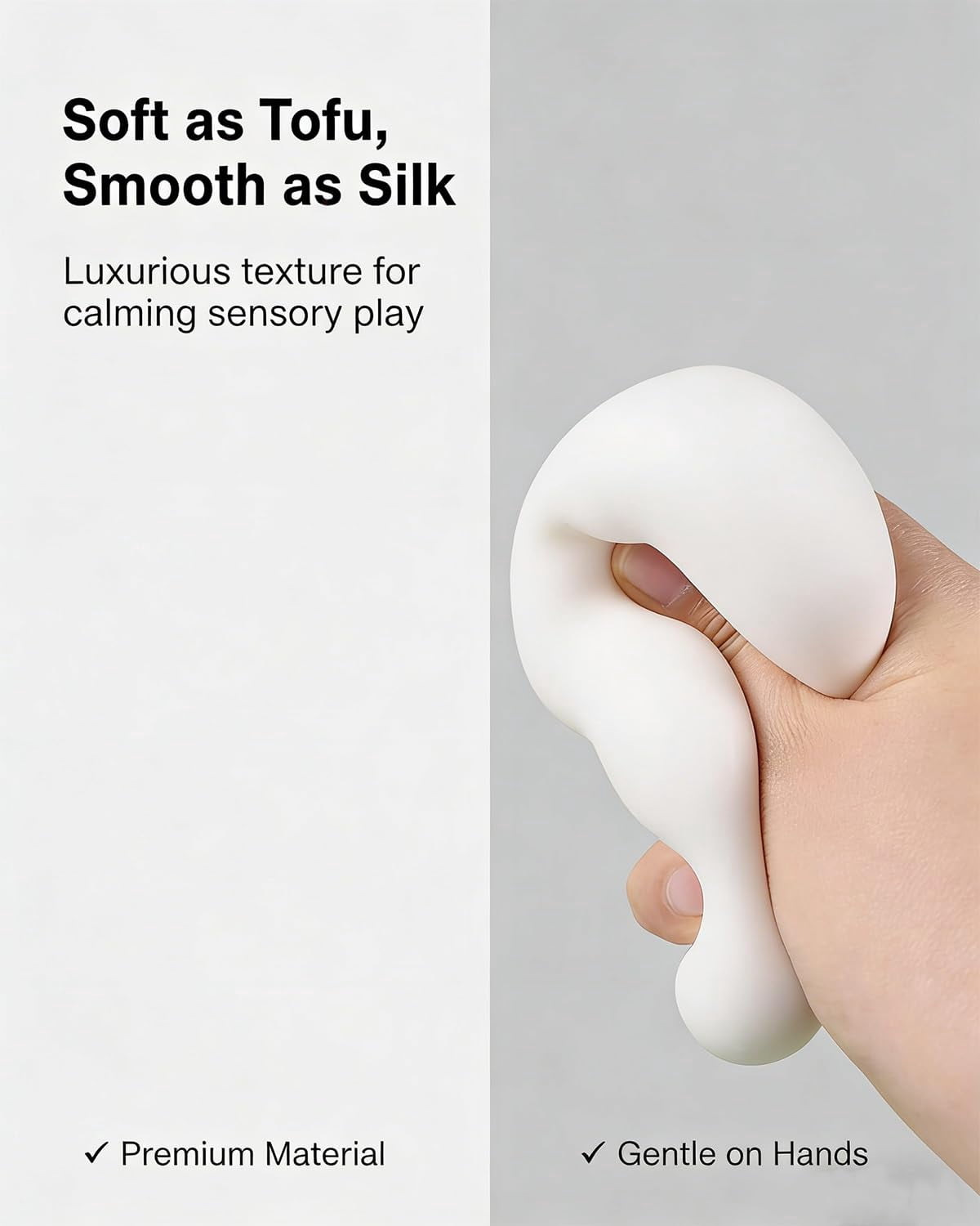 Tofu Squishy Cute Seal Face White Cube Stress Relief Item, Soft Moldable Dough Slow Rising Silky Squeeze Ball for Anxiety, Portable Desktop Decoration (4PC)