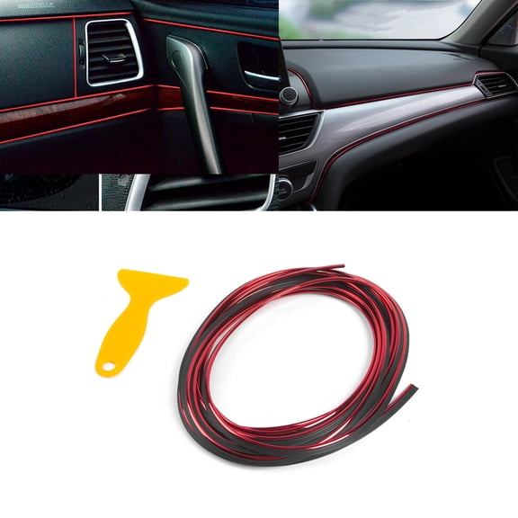 Xotic Tech Red Car Interior Door Gap Panel Edge Line Insert Molding Trim Decor Anti-Scratch Strip w/ Tool Universal for Cars (16ft/ 5M)