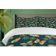 thumbnail image 4 of Ambesonne Flowers Duvet Cover Sets, Butterflies and Flowers, 2-Queen, Yellow and Petrol Blue, 4 of 7