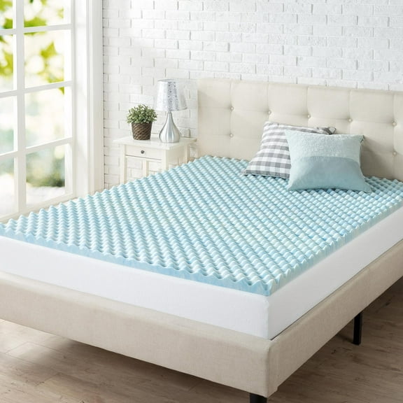 Zinus Spa Sensations Full 2 inch Swirl Cooling Gel Air Flow Memory Foam Mattress Topper, Pressure Relief, CertiPUR-US Certified Foam