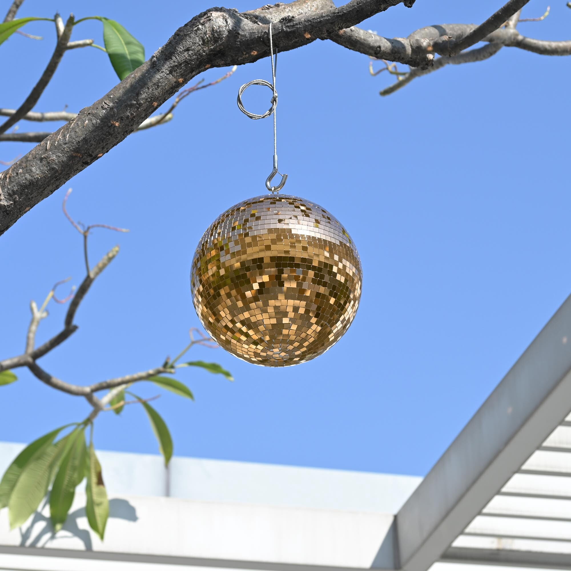 Yescom 12" Large Disco Ball Mirror Big Hanging Glass Decor for 70s 80s Party Events Wedding DJ Dance Club Stage Lighting Champagne Gold