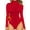 Deep Red, variant on MOYIKO Fleece Lined Mock Turtle Neck Long Sleeve Bodysuit Fitted Womens Tops,Size S-XXL