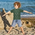 thumbnail image 3 of FORMRS Boys Rash Guard Short Sleeves Swim Shirt Quick Dry UPF 50+ Sun Protection, Sizes 3-12T, Christmas Forest, 3 of 6