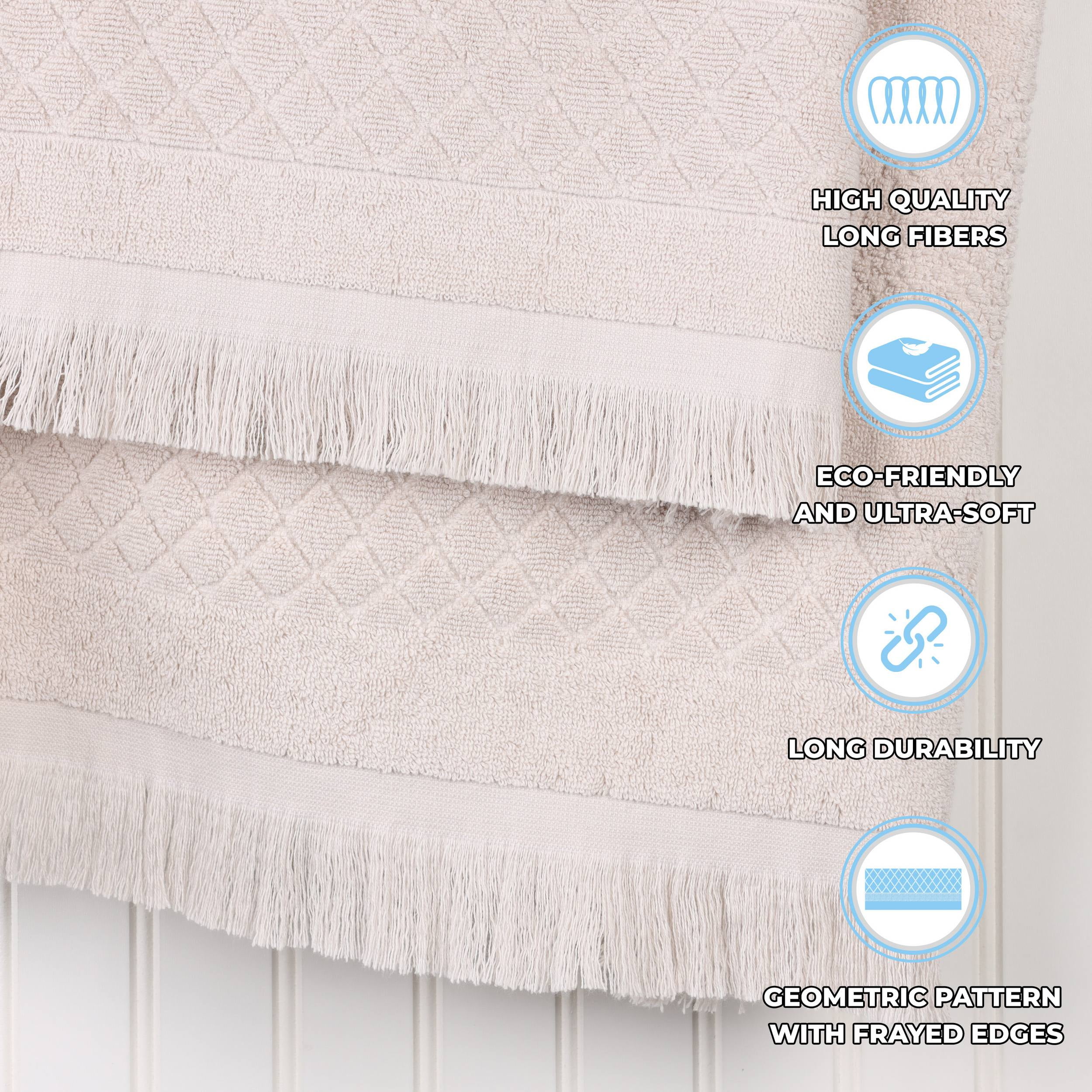 Superior Rolla Geometric Cotton 8 Piece Towel Set, Quick-Dry Ultra Soft Towels, Silver