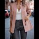 thumbnail image 4 of Chaqueta Blazer Informal de Oficina para Mujer, de Larga, con Solapa y Abertura Frontal. Rosa L, 4 of 8