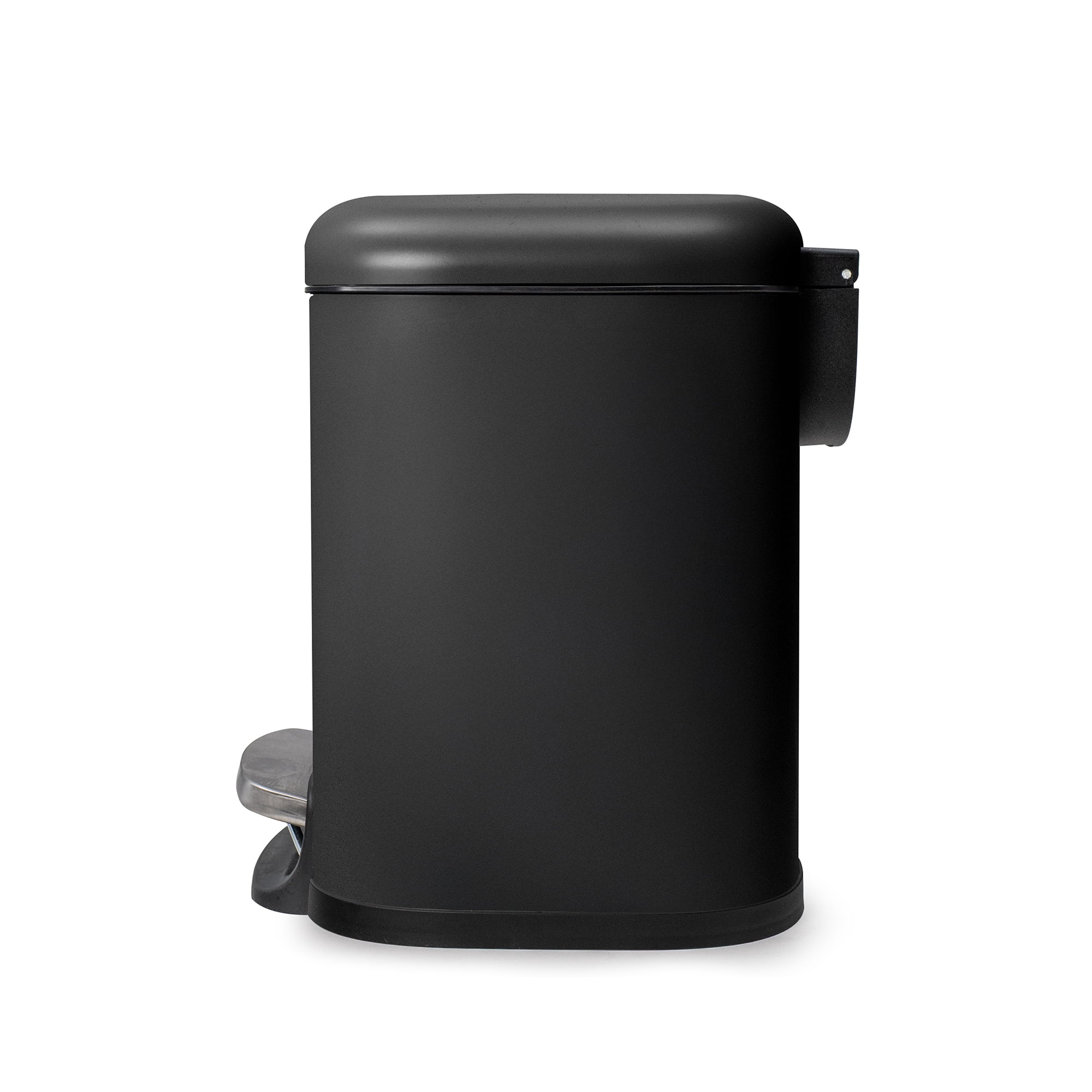 Acento Cubo Square Step Trash Can, 1.6 Gallon Compact Bathroom Waste Bin with Soft Close and Stay Open Lid, Removable Inner Bucket, Matte Black