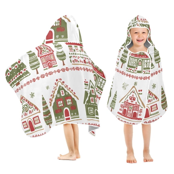 Yayeee Kids Hooded Towels Toddler Soft Absorbent Beach Bathing Wrap 50" x 23.5", Red Christmas House