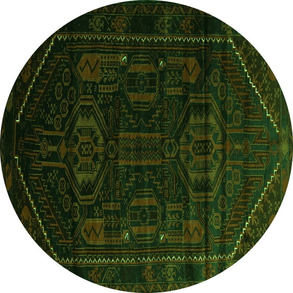 Ahgly Company Indoor Round Persian Green Traditional Area Rugs, 4' Round