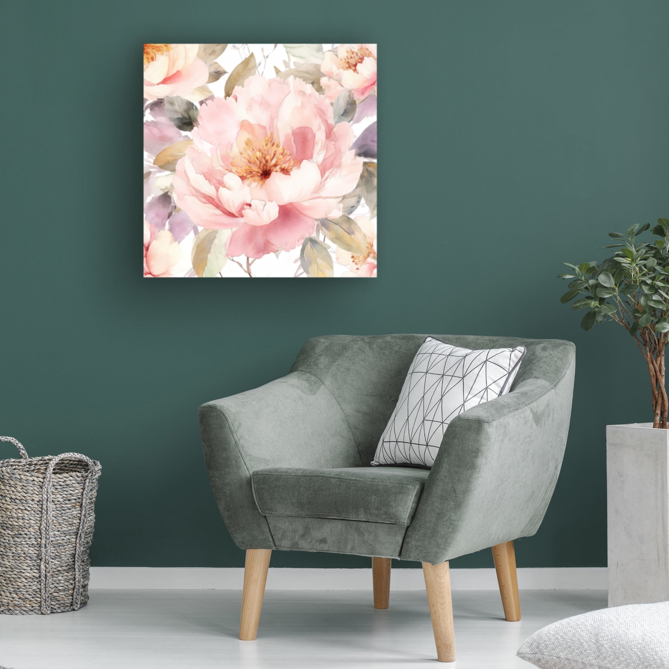 Canvas Wall Art - Sasha 'Peony Season' Wall Art for Living Room, Bedroom, or Office Décor by Trademark Fine Art - 14 x 14 Inches